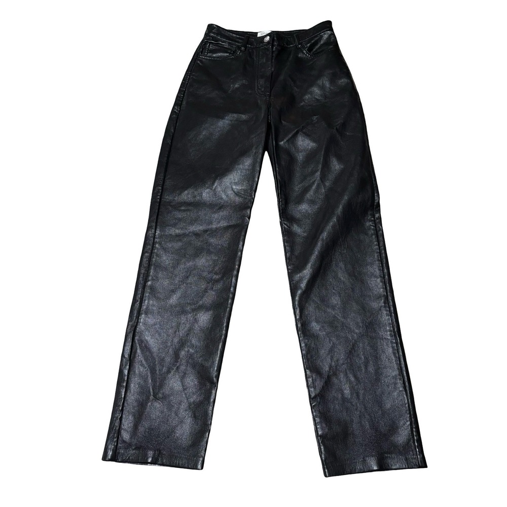 Wilfred Aritzia Vegan Leather Pants Straight Leg Black Size 2 - 25 x 30